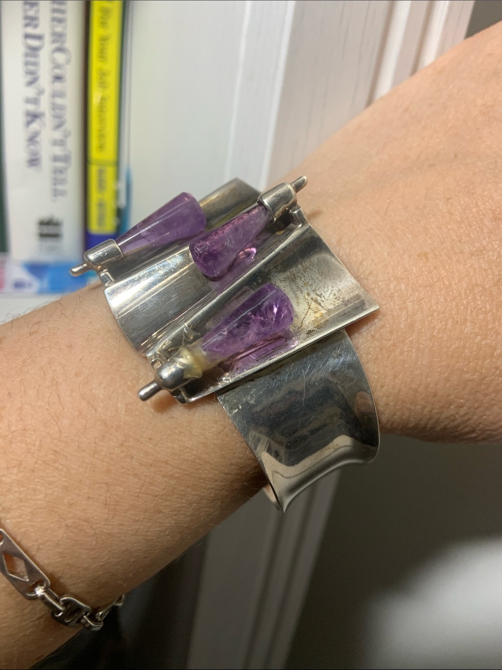 Sterling Silver Amethyst Accent Cuff Bracelet